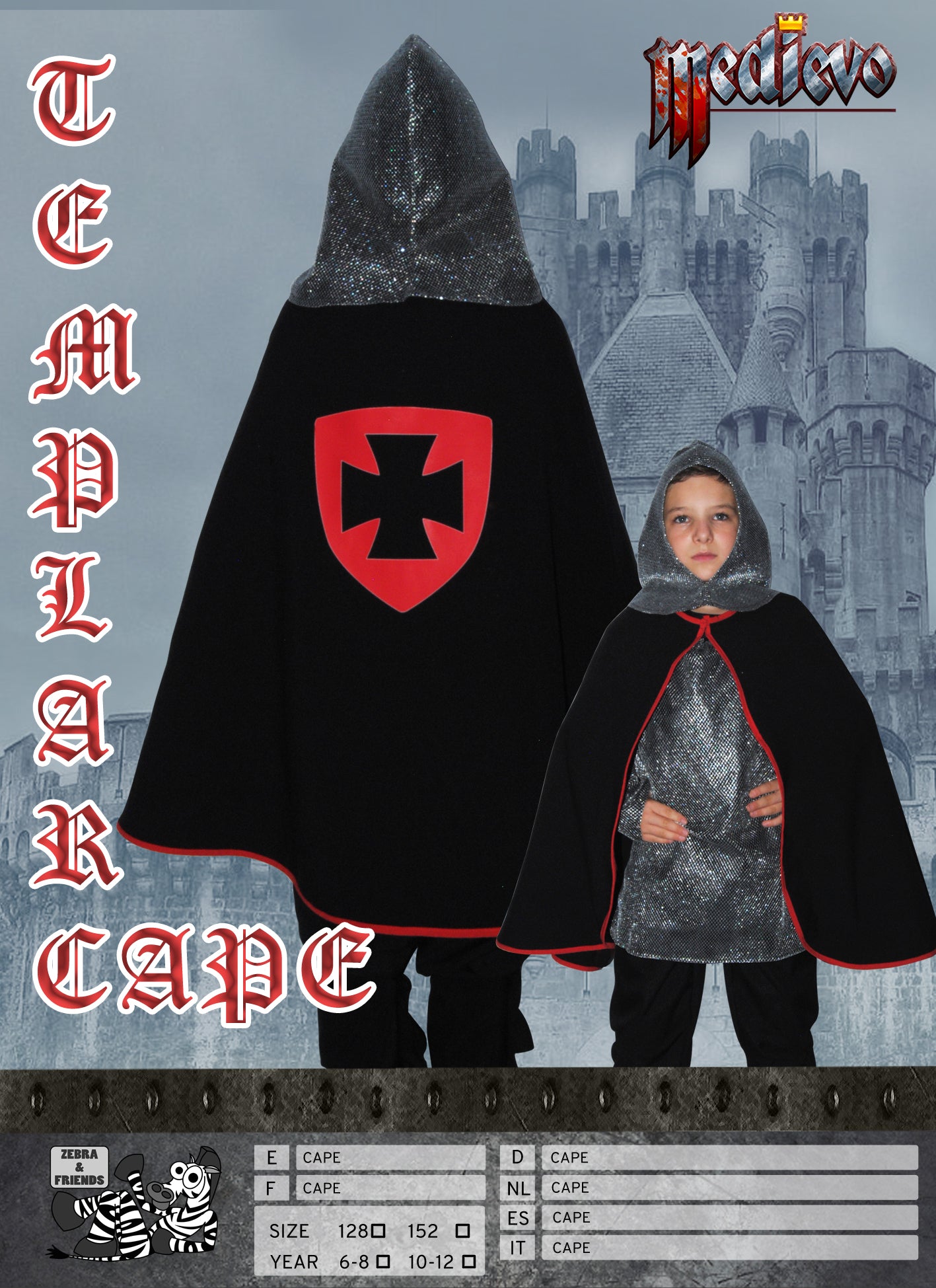 1819/4 TEMPLAR CAPE BLACK RED